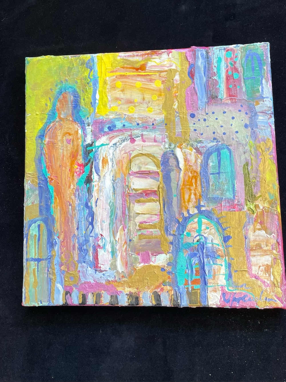 Guardian Angel Original Acrylic Handmade 12”x12” Painting